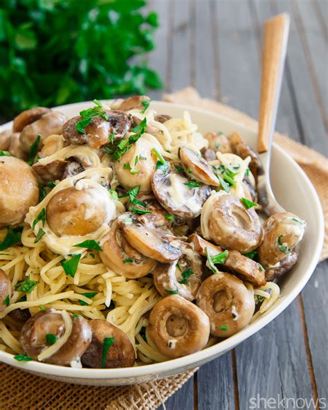 Cook the angel hair pasta in boiling salted water following the package directions. Meatless Monday: Garlicky cashew cream makes mushroom ...