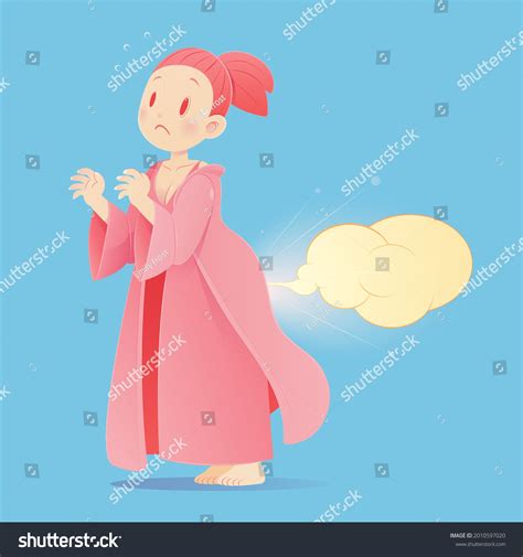 Cartoon Woman Pink Nightgown Farting Vector เวกเตอร์สต็อก ปลอดค่าลิขสิทธิ์ 2010597020