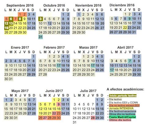 Calendario Escolar Del Curso 2016 2017 De La Comunidad De Madrid Aquí