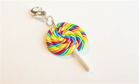 Handmade Rainbow Lollipop Charm Polymer Clay Food Candy Etsy