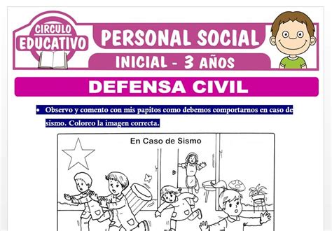 Defensa Civil para Niños de Tres Años Fichas GRATIS
