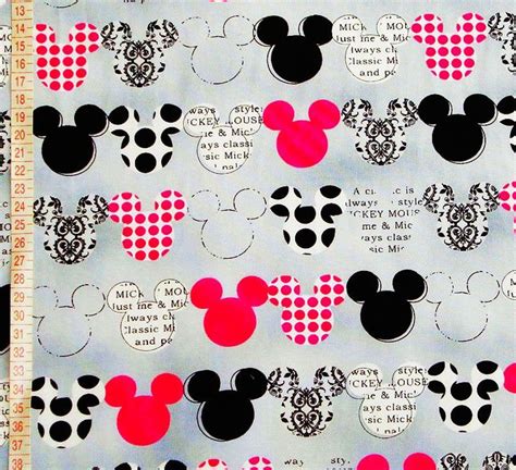 Cotton Fabric Mickey Mouse Black And Pink 1000 Via Etsy