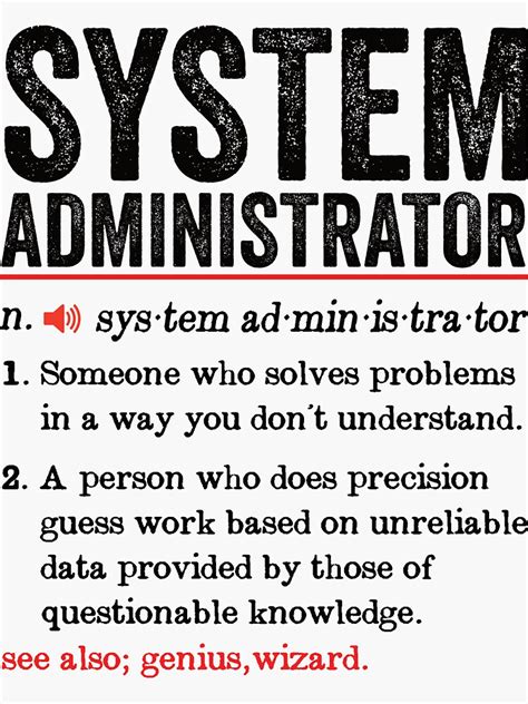 System Administrator Funny Definition System Administrator Gift System Admin Sticker By