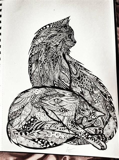 Cats Zentangle Itreminds Me Of Some Thing I Do Zentangle Art Doodles
