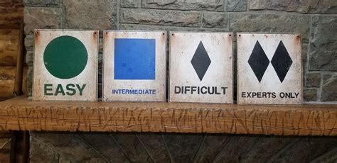 Ski Hill Difficulty Vintage Handmade Reproduction Signs Etsy
