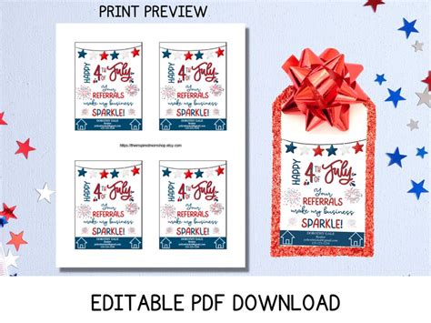 Printable Happy 4th Of July Client Appreciation Tags Etsy
