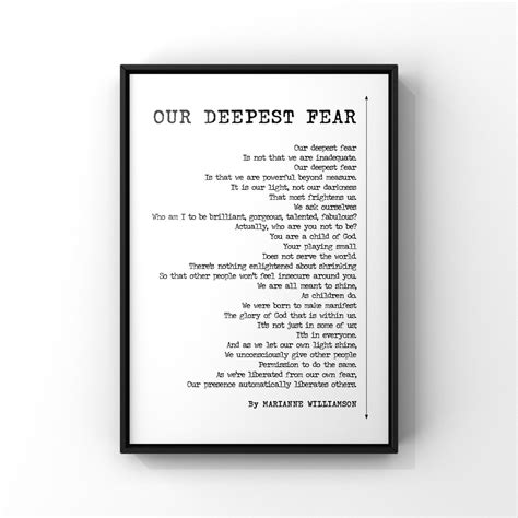 Our Deepest Fear Poem By Marianne Williamson Wall Art Poster Etsy Uk