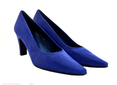 Womens Eye Mid Heel Leather Court Shoes F 73 Royal Blue Snake