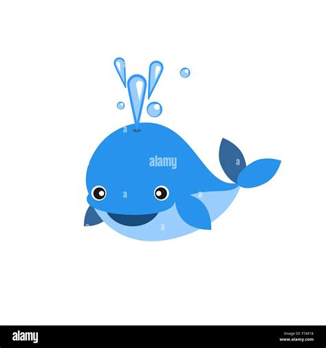 Cute Smiling Blue Whale Flat Icon Stock Vector Image And Art Alamy