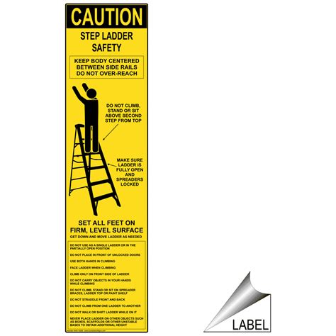 Step Ladder Safety Label With Symbol Nhe 16298 Industrial Notices
