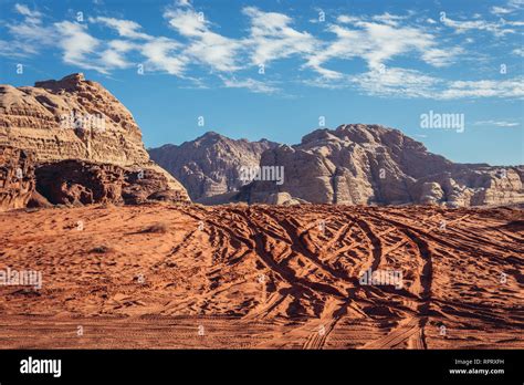 Landscape Of Wadi Rum Valley Also Called Valley Of The Moon In Jordan
