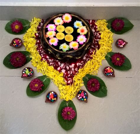 Diwali Flower Design Flower Decorations Diy Rangoli Designs Flower