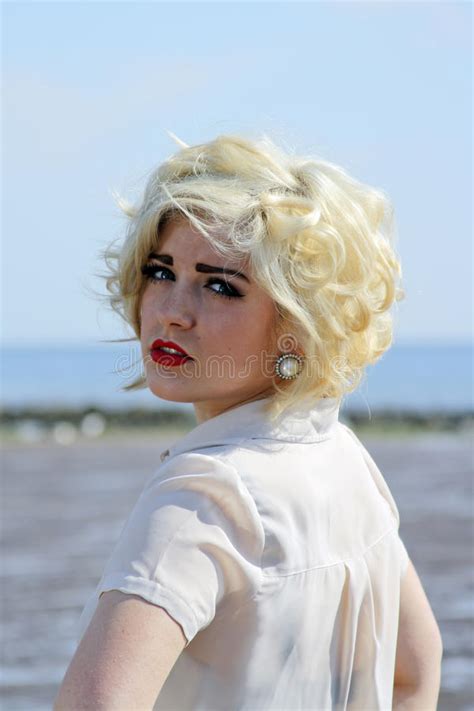 Stunning Blonde Haired Teenage Girl At The Beach Stock Image Image Of