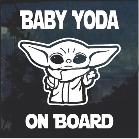 Baby Yoda Car Decal Baby On Board Sticker Die Cut Cartoon Vinyl