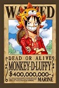 Luffy's Wanted Poster | One piece manga, One piece anime, Luffy