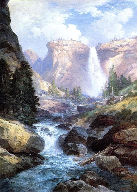 Thomas Moran Waterfall In Yosemite Painting Best Paintings For Sale