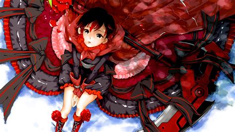Desktop Wallpaper Ruby Rose Anime Girl Rwby Looking Up Hd Image
