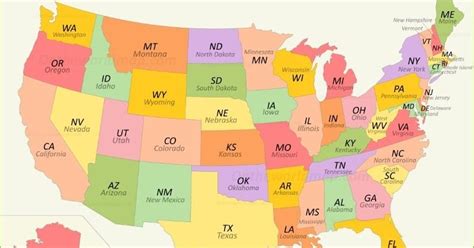 United States Map With Abbreviations Térkép Lakitelek
