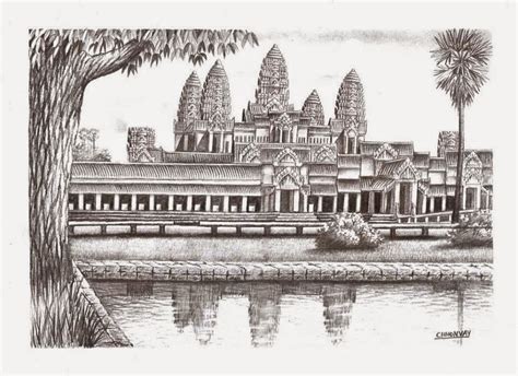 Drawing Picture Of Angkor Wat Temple Welcome To Angkor Wat
