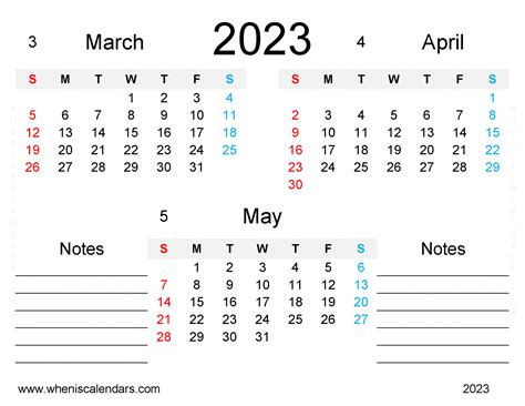 Free March April May 2023 Calendar Printable Pdf In Landscape