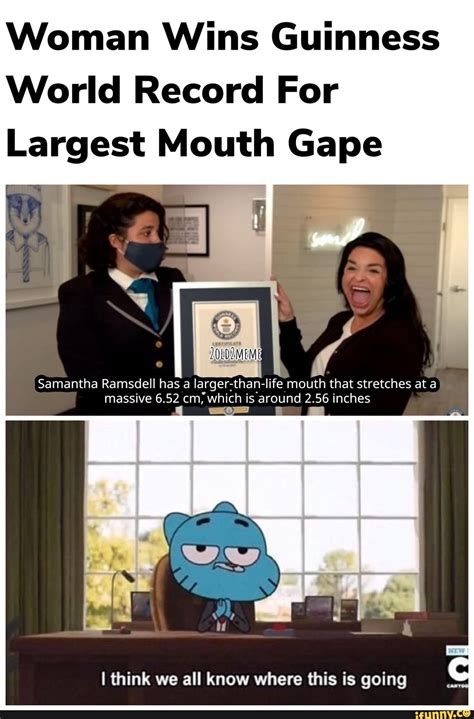Woman Wins Guinness World Record For Largest Mouth Gape Samantha Ramsdell Has A Larger Than Life