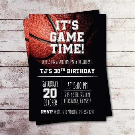 Editable Basketball Birthday Invitation Sports Party Invite Tailgate