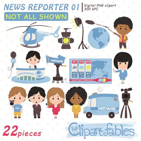 Cute News Reporter Clipart Tv Studio Clip Art Reporter Kids Etsy