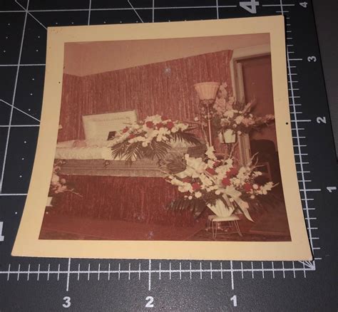 1960s Post Mortem Dead Woman Casket Funeral Home Vintage Snapshot Photo
