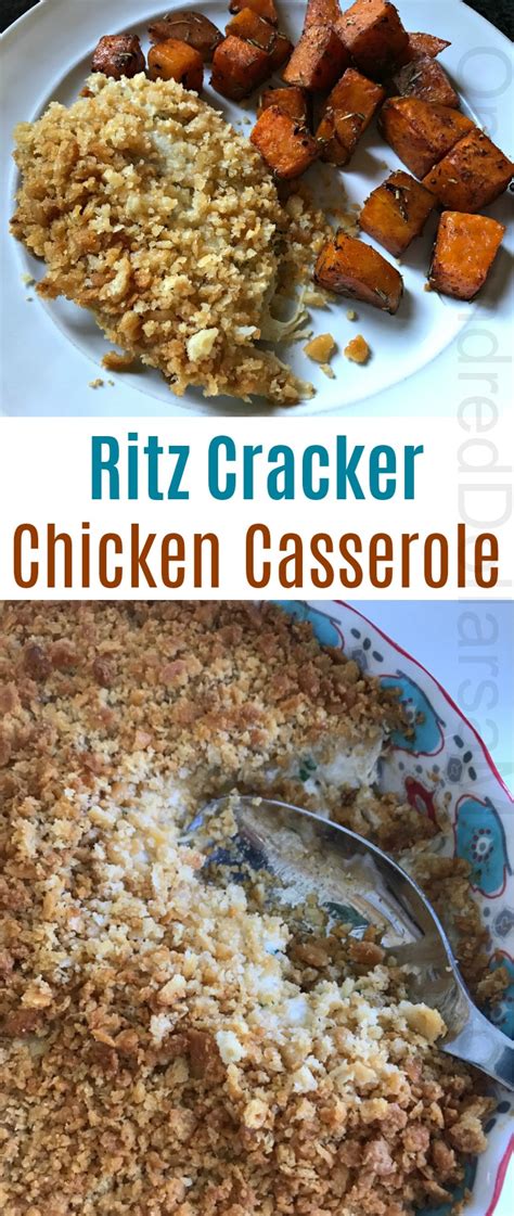 Our ritz chicken casserole is about a simple as a dinner can get, with some shredded chicken, condensed cream of chicken soup, sour cream and green onions all topped with a generous crumble of ritz crackers. Ritz Cracker Chicken Casserole - One Hundred Dollars a Month