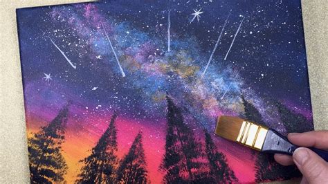 Galaxy Shooting Stars Easy Acrylic Painting 10 Mins Art Easy