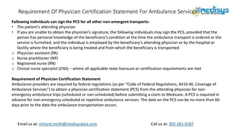 PPT Requirement Of Physician Certification Statement For Ambulance