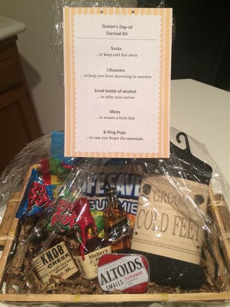 Thanking your best man and groomsmen with the best personalized groomsmen gifts is one of the most important things you'll do as the groom. Grooms Day-of Survival Kit (personalized gift from bride ...