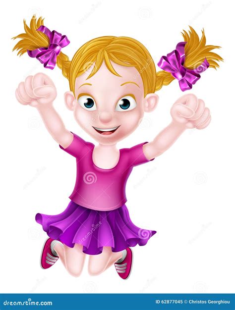 Happy Cartoon Girl Jumping 62877045