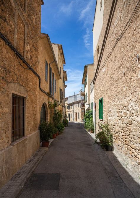 Historical Center Of The Old Medieval Town Of Alcudia Mallorca Stock