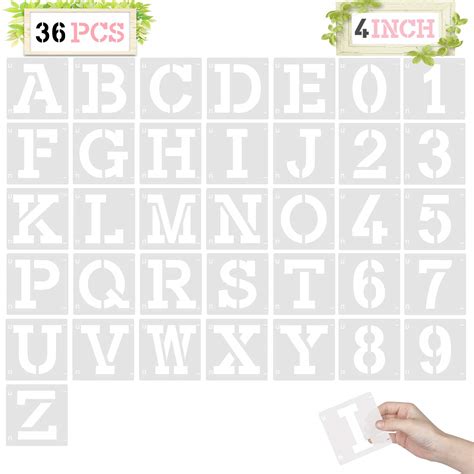 Buy 4 Inch Letter Stencils 36 Pcs Reusable Plastic Art Craft Alphabet