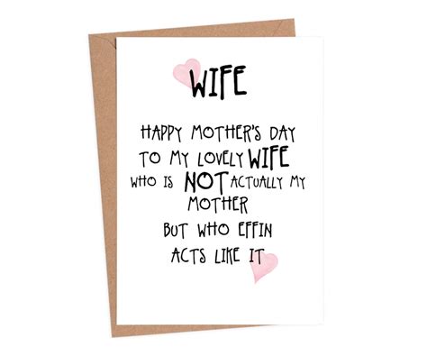 Funny Mothers Day Card Wife Card For Wife Funny Card For Mum Mothers Day Card Mum Card For
