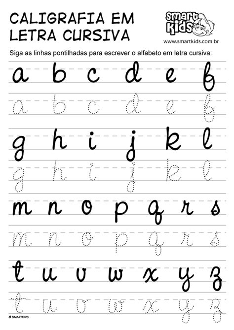 Novo Alfabeto Em Letra Cursiva Mais Compartilhando Conhecimento