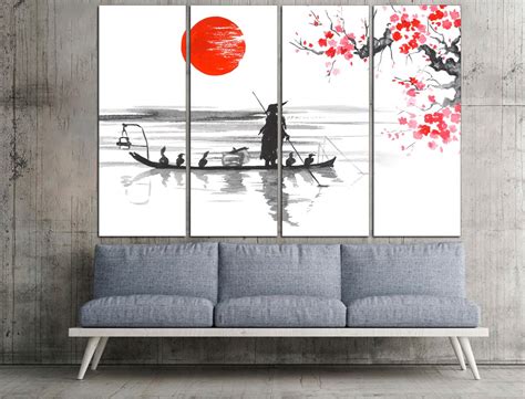 Japanese Canvas Art Wall Decor Print Japanese Abstract Ethnic Etsy Uk