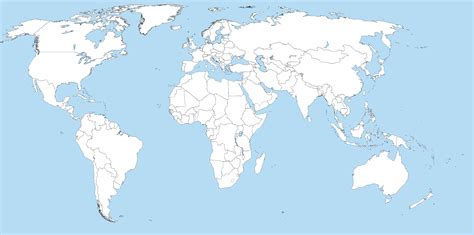 Image A Large Blank World Map With Oceans Marked In Bluepng