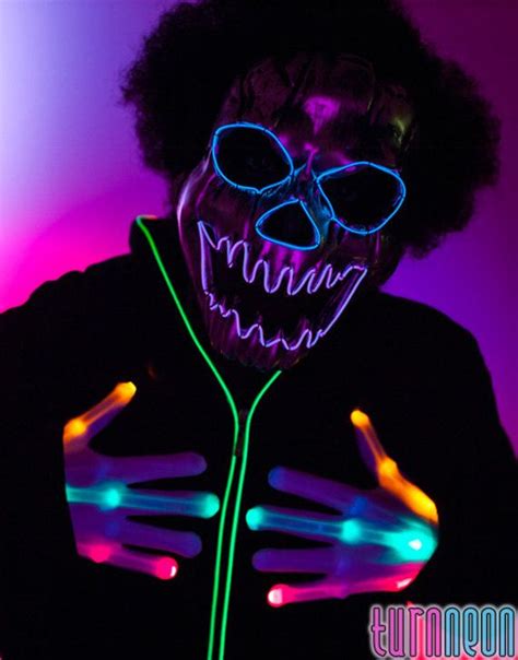 Light Up Glow Edm Big Terror El Wire Led Rave Mask For Rave Mask Led