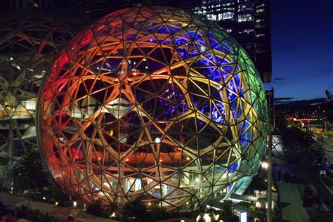The Pride Of Amazon Spheres Take On A Colorful Glow As Tech Giant