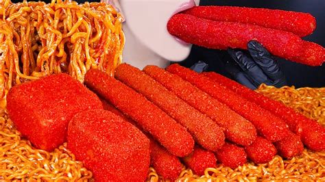 Asmr Hot Cheetos Giant Sausage Spicy Spam Cheese Fire Noodles Cooking Mukbang Eating