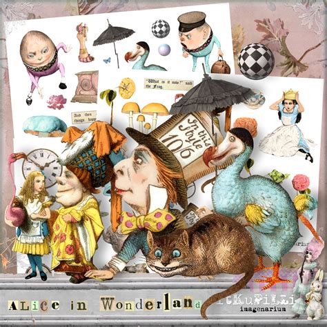 Alice In Wonderland Bundle 3 X Digital Collage Sheet  Etsy Uk