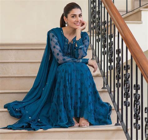 Ayeza Khan Blue Dress Look In 2020 Pakistani Outfits Dresses
