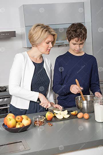 mother and son in the kitchen stock image image of nordic organic 65173157