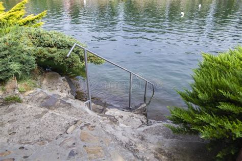Stone Stairs Into A Natural Mountain Pool Stock Image Image Of