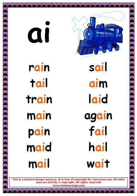 Ai Words English Phonics Phonics Words Phonics Posters