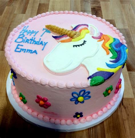 Magical Unicorn Round Pink Cake With Daisies — Trefzgers Bakery