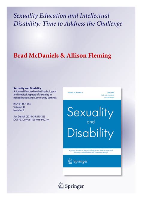 Pdf Sexuality Education And Intellectual Disability Time To Address