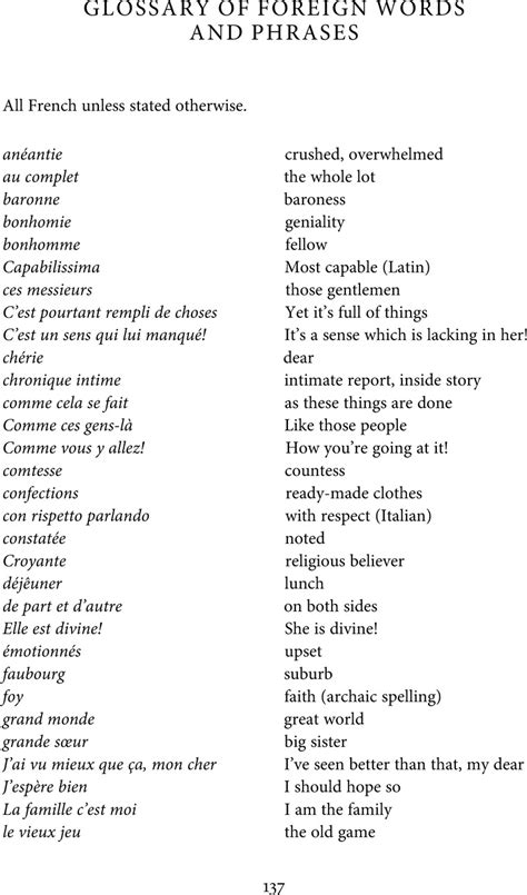 Glossary Of Foreign Words And Phrases The Reverberator